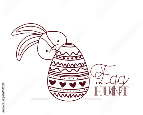 egg hunt label with bunny isolated icon