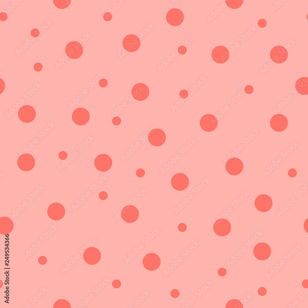 Pink seamless pattern with polka dots. Vector illustration. Pink seamless pattern with polka dots. Vector illustration.