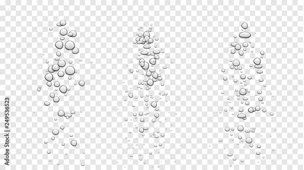 Set of isolated realistic bubbles or water drops on transparent background. - obrazy, fototapety, plakaty 