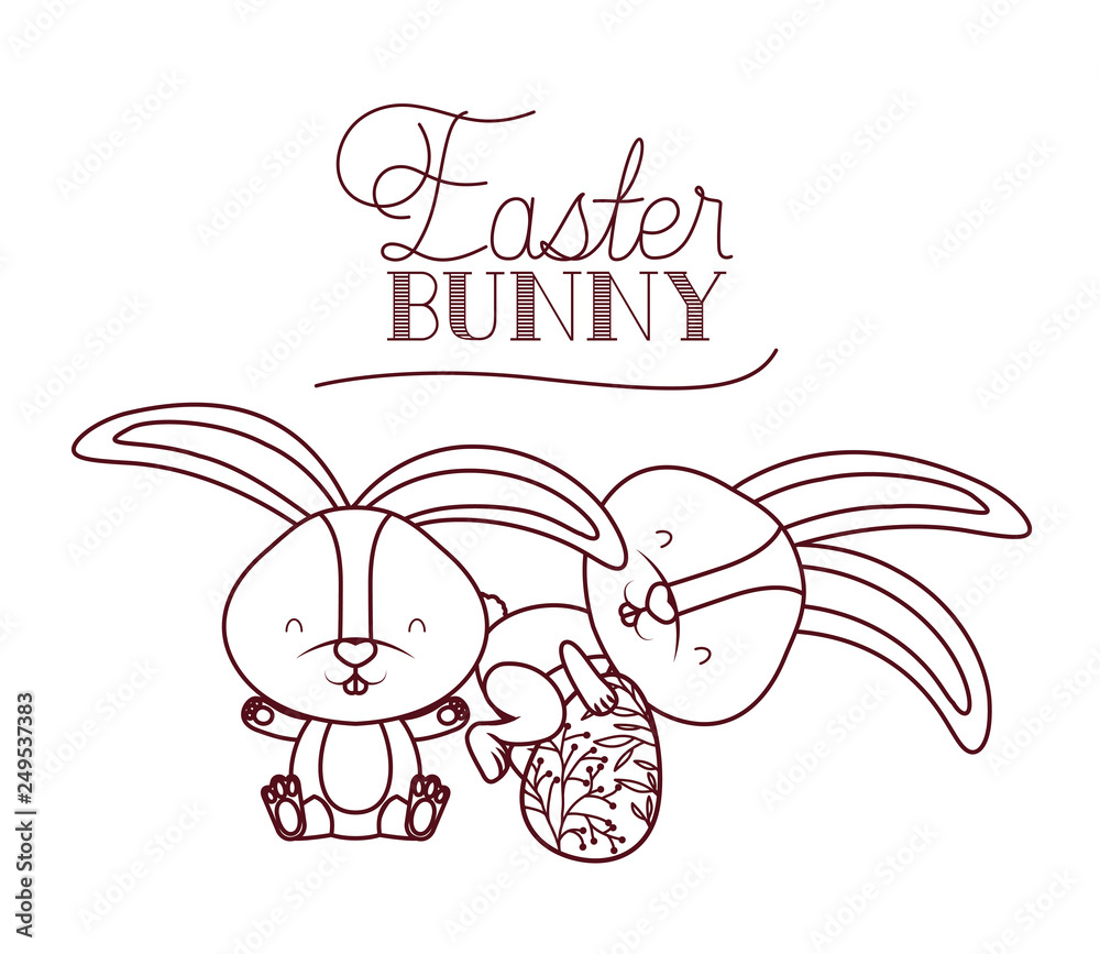 easter bunny label with egg isolated icon easter bunny label with egg isolated icon