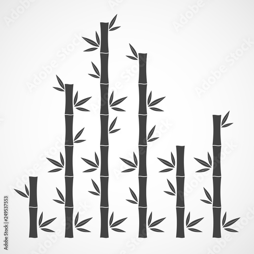 Black bamboo branches and leaves. Vector illustration