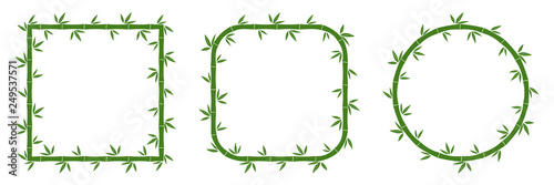 Bamboo frames with leaves. Vector illustration.
