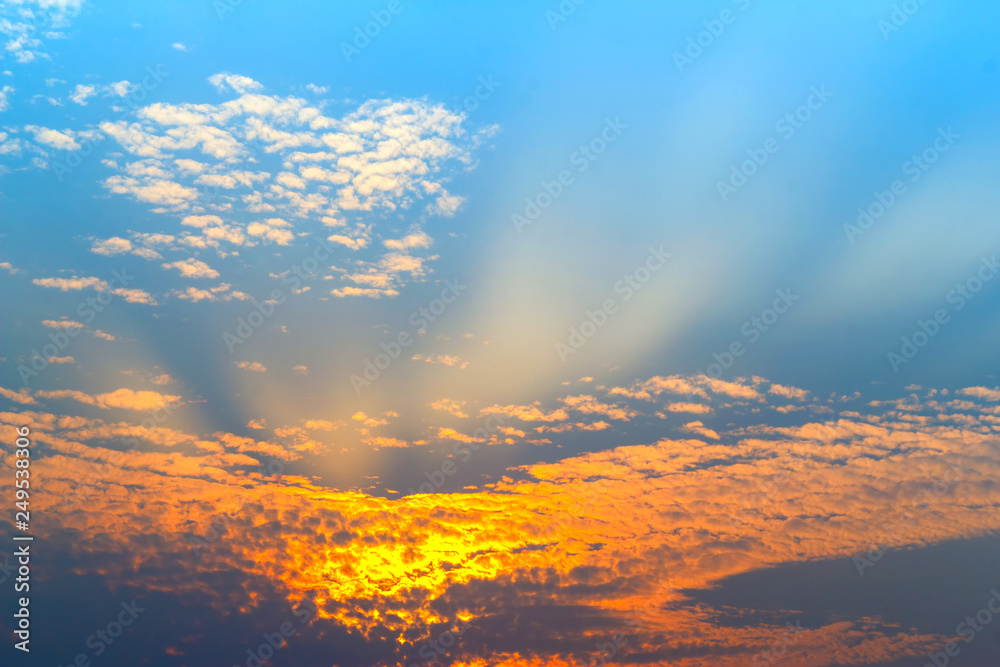 Fototapeta premium Blue sky with golden light
