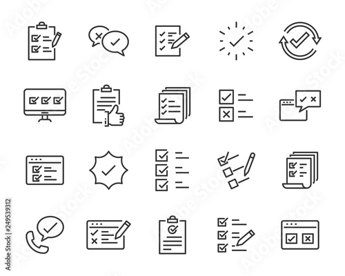 set of checkmark vector line icons, contains such as check, document and more
