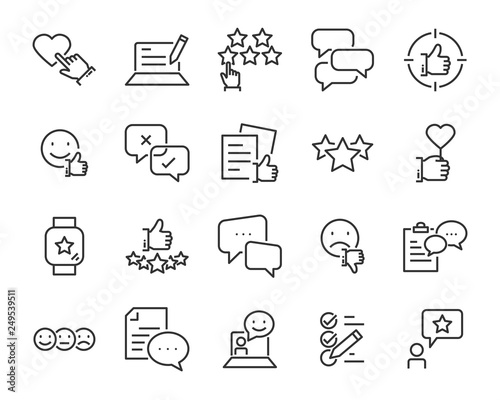 set of communication icons, such as chat, feedback, emotion, review