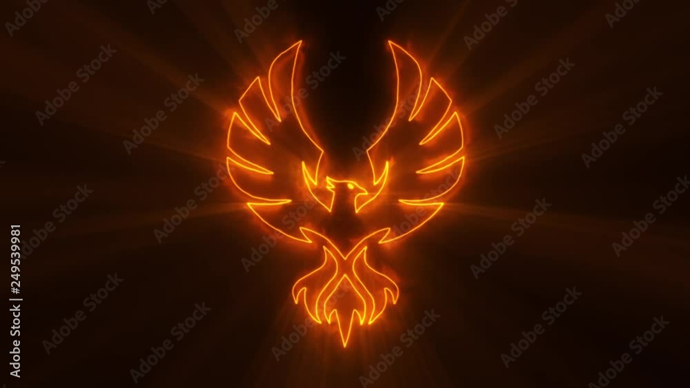 Orange Burning Phoenix Animated Logo Loop Graphic Element