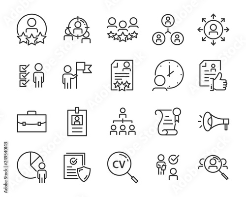 set of job seach icons ,such as work, career, traning, business, skill, meeting