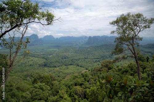 View of the valley and the Andaman Sea, islands and mountains