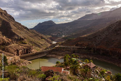 Panoramic view of Gambuesa damn, Gran Canaria, Spain photo