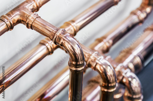 Принти на полотні copper pipes and fittings for carrying out plumbing work