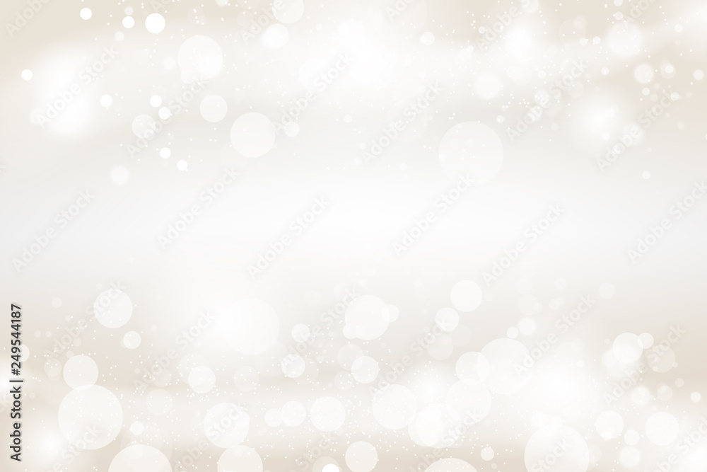 White and gold abstract Bokeh background, celebration seasonal holiday vector illustration