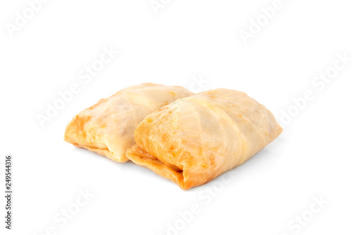 Stuffed cabbage isolated on white background.