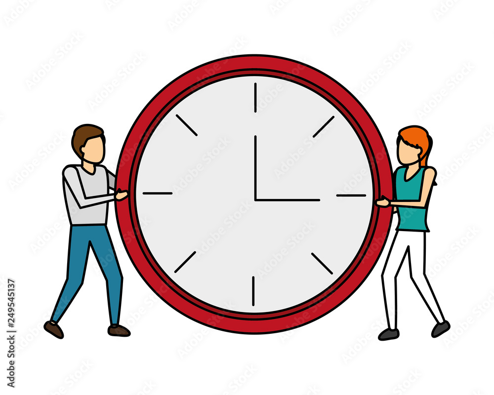 man and women with clock time man and women with clock time