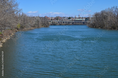 View of the Potomac River from Theodore Roosevelt Island in Georgetown Washington DC during spring