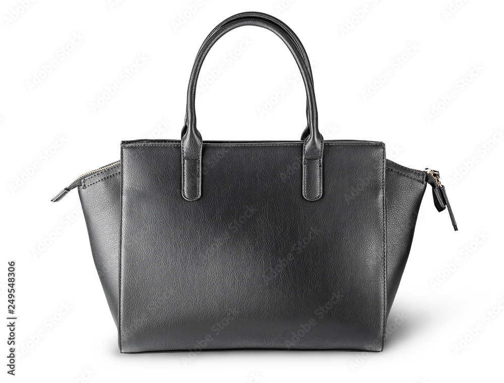 Ladies black leather bag back view