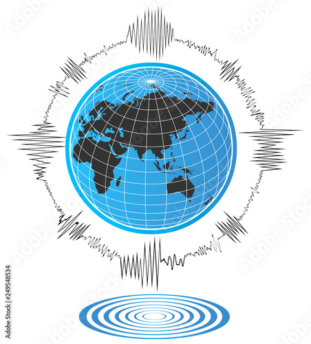 Globo, Pianeta, Meridiani, Paralleli, Onde sismiche, Oscilloscopio
