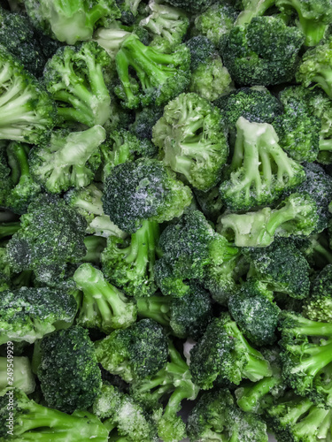 Fresh frozen broccoli, healthy diet food, vegeterian food, vrtical closeup
