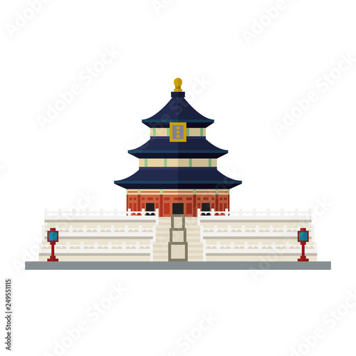 Temple of Heaven, Beijing, China, flat design vector icon