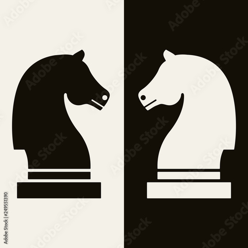Ebony and Ivory chess knights