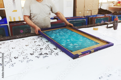 Fotografie Textile factory equipment - stencils with patterns for printing on cloths
