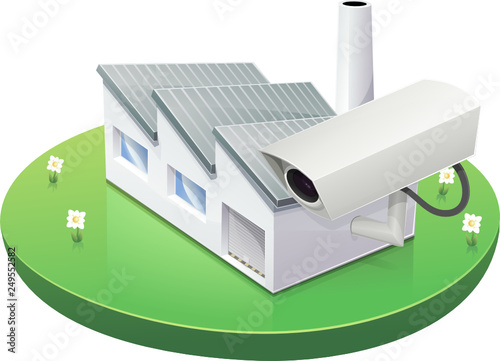 Usine et sa caméra de surveillance (détouré)