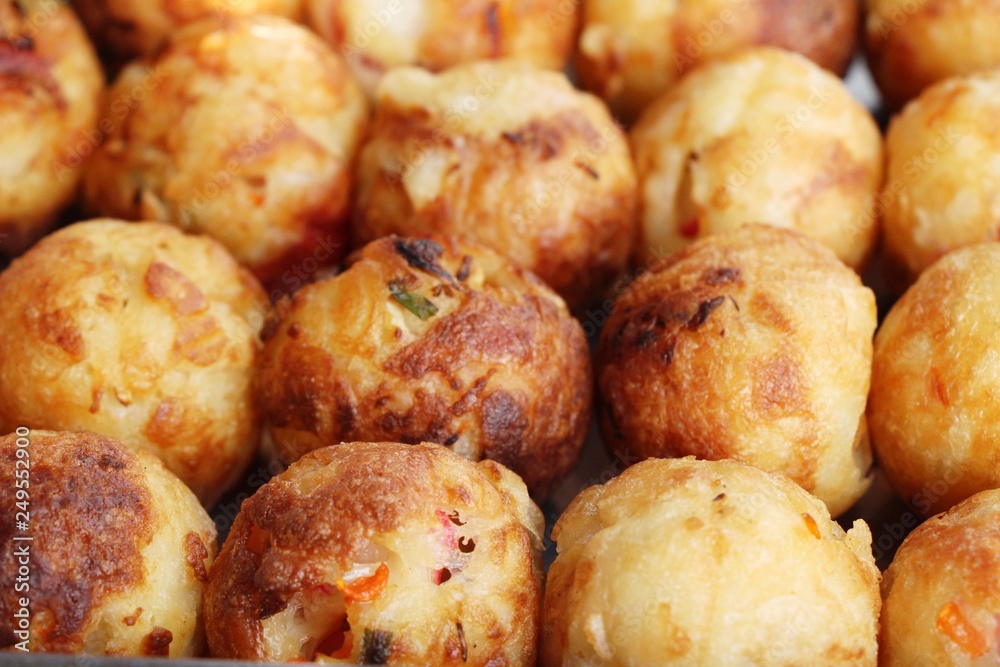 Takoyaki is delicious Japanese food on pan Takoyaki is delicious Japanese food on pan