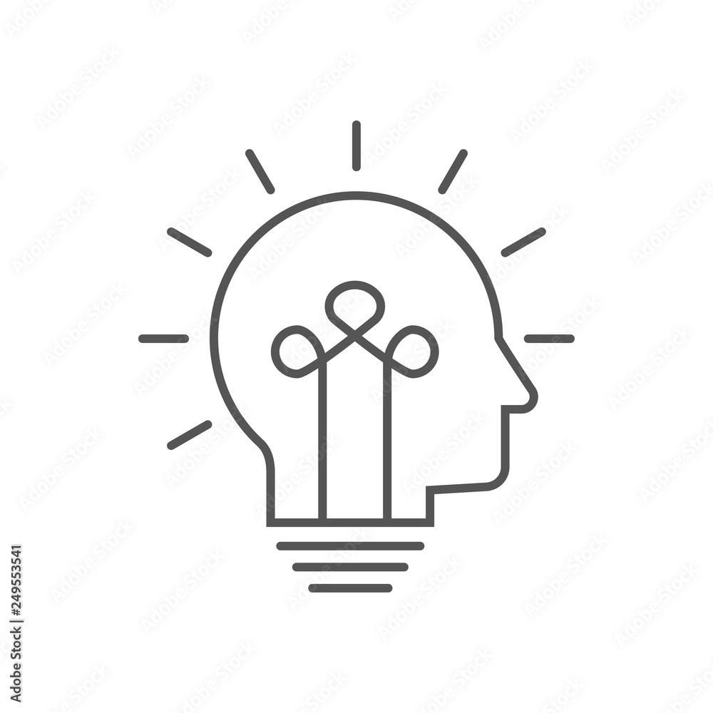 Human head bulb lamp logo vector idea smart icon. Head idea icon vector,  solid illustration, pictogram isolated on white. Editable Stroke. EPS 10  Stock Vector | Adobe Stock