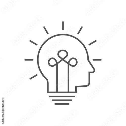 Human head bulb lamp logo vector idea smart icon. Head idea icon vector, solid illustration, pictogram isolated on white. Editable Stroke. EPS 10