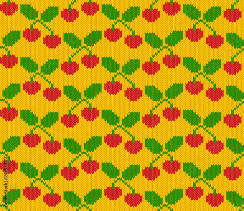 Knitted pattern of fruits