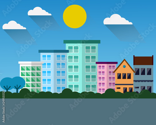 City vector on morning time vector design.