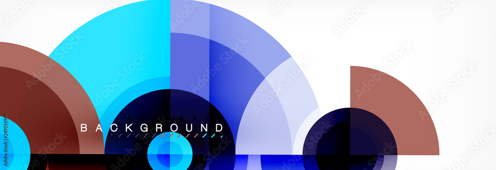 Fototapeta premium Minimal geometric circles and triangles abstract background, techno modern design, poster template