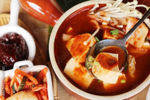 Kimchi tofu soup of korean food traditional