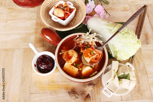 Kimchi tofu soup of korean food traditional