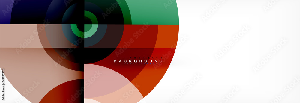 Fototapeta premium Minimal geometric circles and triangles abstract background, techno modern design, poster template