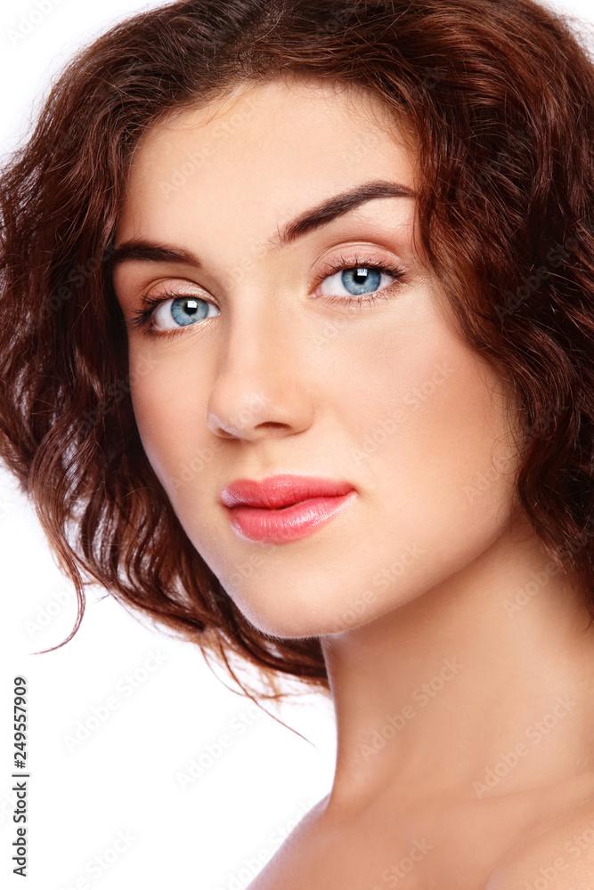 Portrait of young beautiful girl with clean makeup Portrait of young beautiful girl with clean makeup