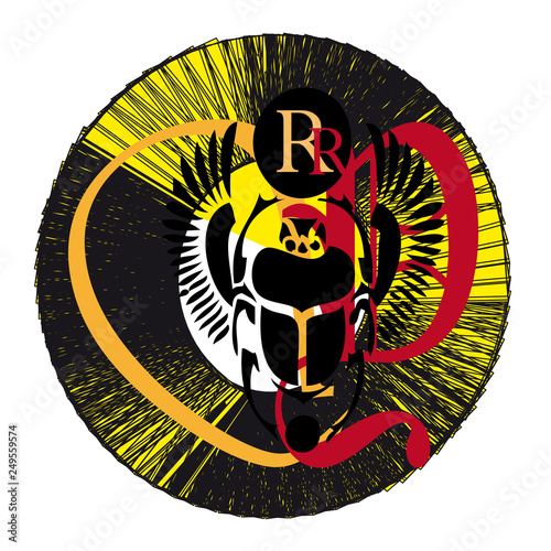 Tattoo designs.  Scarab beetle, symbol of ancient Egypt. The winged sun. Ra