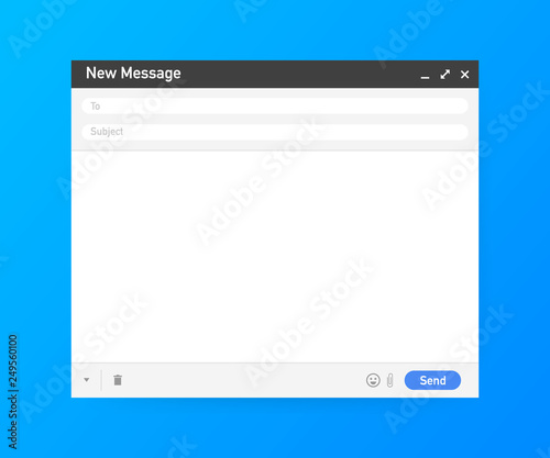 Email template. Blank e-mail browser window. Mail message web page vector frame. Vector illustration.