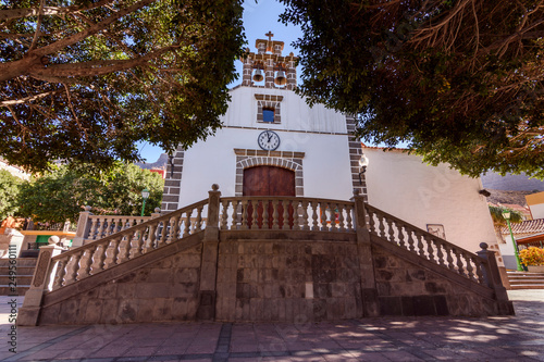 Low angle view of main church in Mogán, Gran Canaria, Spain