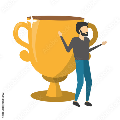 businessman and trophy award