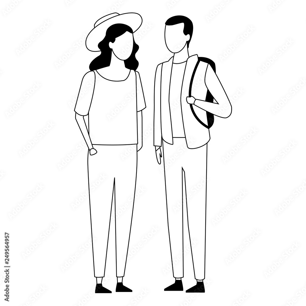faceless couple walking together black and white faceless couple walking together black and white