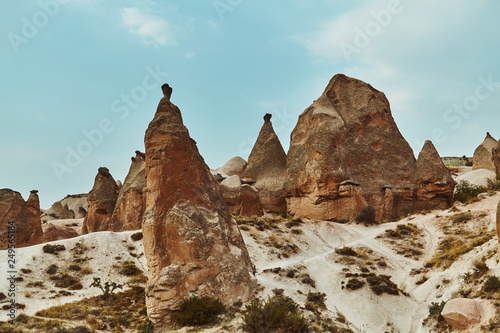 Views of Cappadocia volcanic kanyon cave houses in Turkey photo