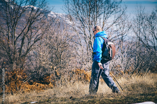 Man Hiking in the Mountains 