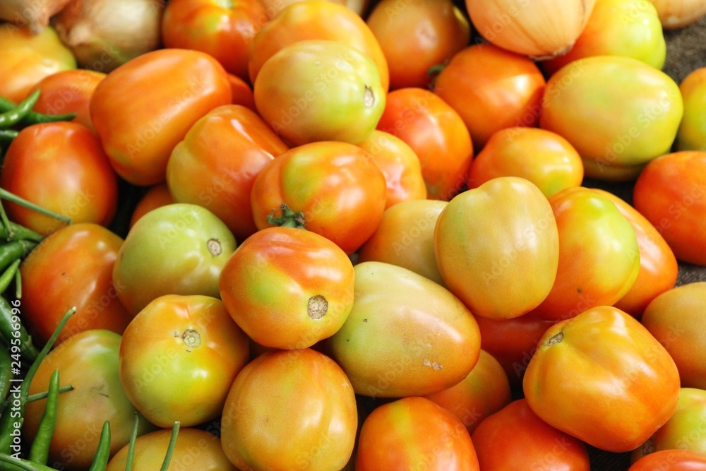 Fresh tomatoes for cooking in street food Fresh tomatoes for cooking in street food