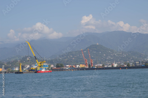 Batumi, View From Sea to the city embankment. sunny day