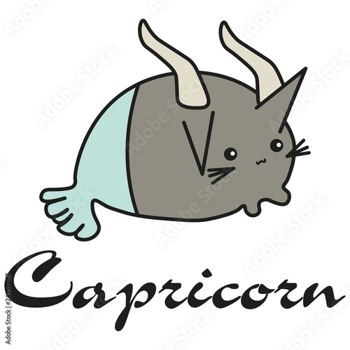 Bunny Capricorn zodiac sign in cartoon style.