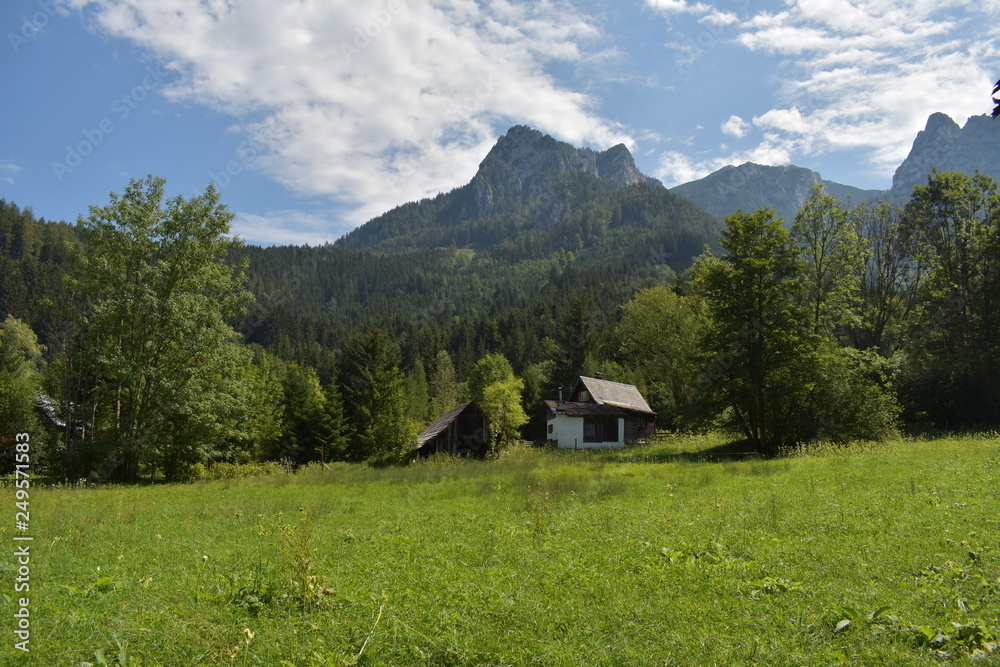 Alpine village in the mountains in Austria