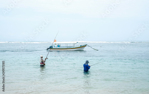 Fishing boats in the ocean on the island of Bali © Igor Luschay
