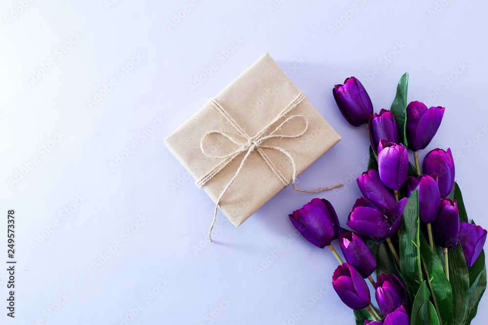 Spring Purple tulip bouquet and gift box Spring Purple tulip bouquet and gift box