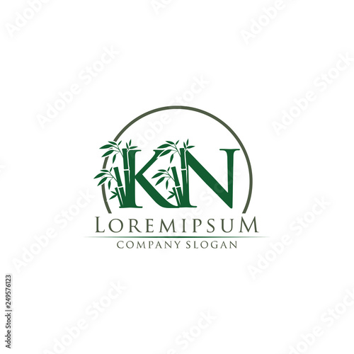 Green Bamboo KN Letter logo