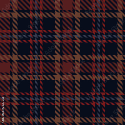 Seamless plaid pattern in stripes. Checkered fabric texture print. Vector
